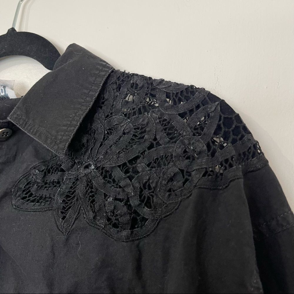 Vintage Black Lace Together! Long Sleeve Top - Picture 3 of 6
